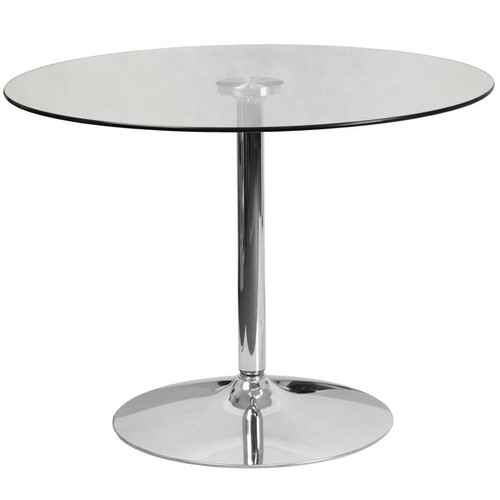 Hills 39.25" Round Glass Table with Chrome Base
