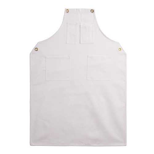 Machinist Twill White Bib Apron with Pockets