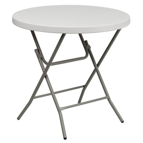 Round Folding Tables - Kathryn 2.63-Foot Round Granite White Plastic Table