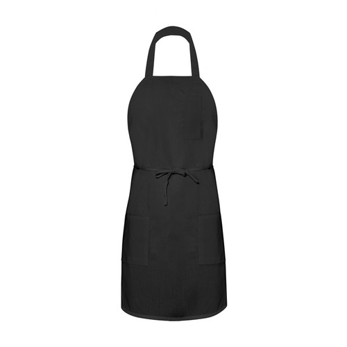 Spun Polyester Chef Bib Apron with Pencil Pockets - Black