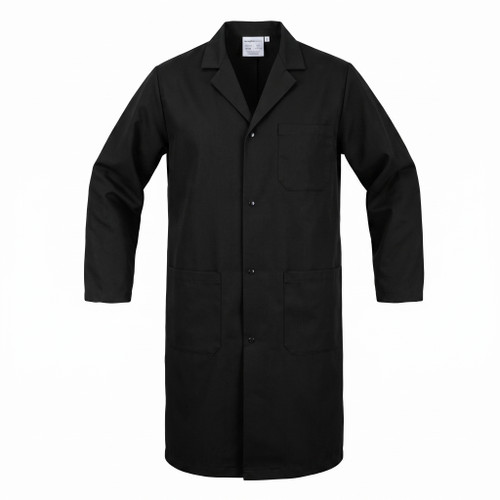 Poly Lapel Coat, 3 Pocket - Black