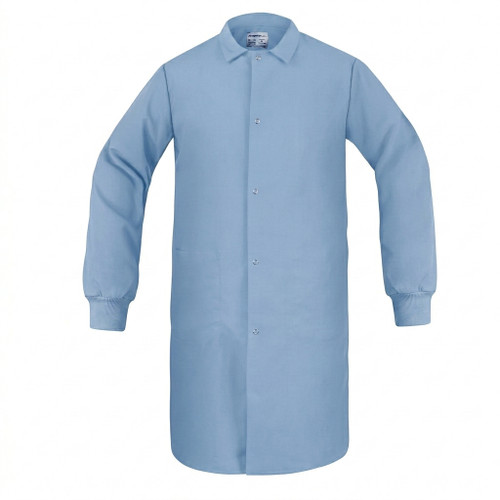 Spun Poly Butcher Frock, Knit Cuff - Wedgewood Blue
