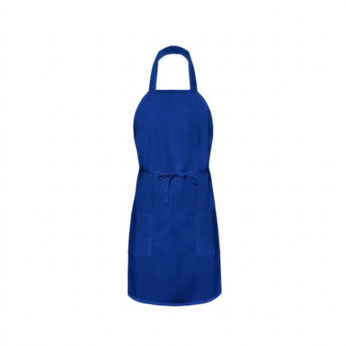 3 Pocket Bib Apron, Spun Poly - Royal Blue
