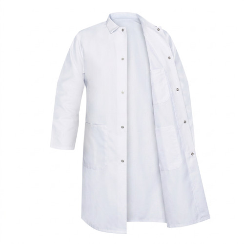 Poly Butcher Frock, 2 Lower & Inner Pocket - White