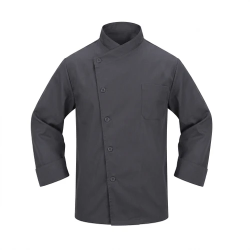 Modern Angled-Front Chef Coat - Charcoal