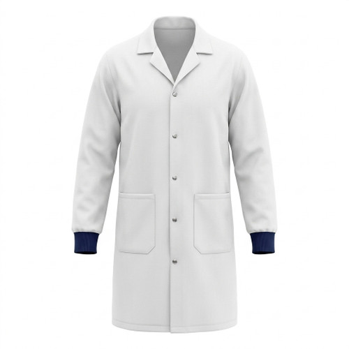 Spun Polyester Long Sleeve Butcher Frock - White