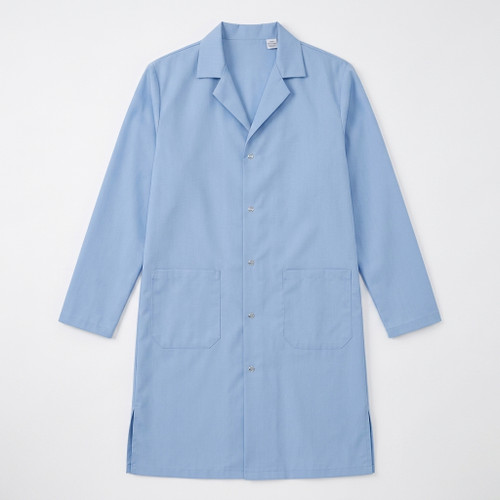 Three-Pocket Poplin Lab Coat - Light Blue
