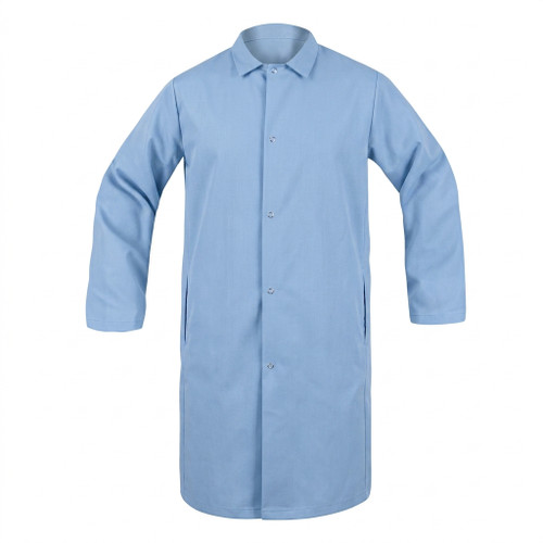 Colored No-Pocket Gripper Butcher Frock - Pastel Blue