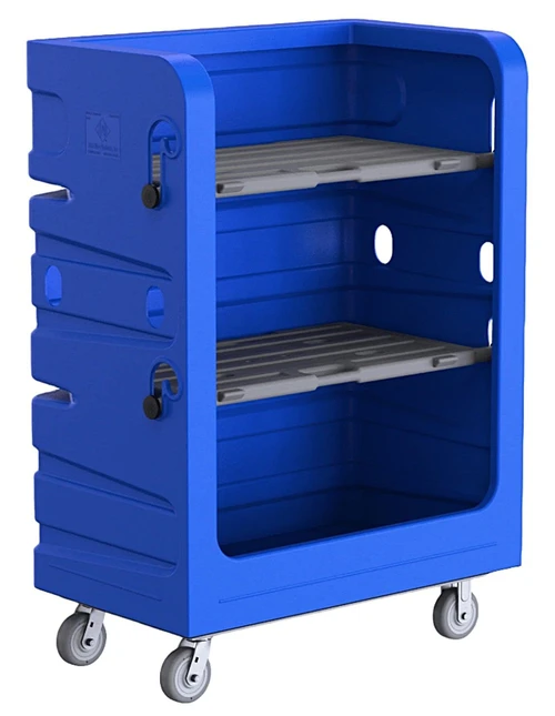 Turnabout Truck with Plastic Shelves, Blue - 48 Cu. Ft. Heavy Duty Poly Cart - 749B-PS