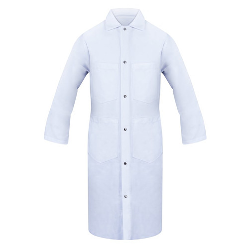 White Twill Chef Coat, Checkered Trim & Thermometer Pocket