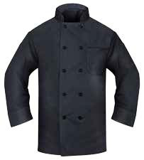 Black Poly Chef Coat, 2 Pocket, Button Front