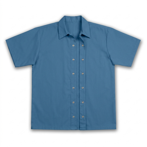 Wedgewood Blue Short Sleeve Butcher Frock, No Pocket