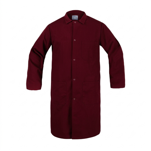 Maroon Butcher Frock, 3 Pocket, Snap Front