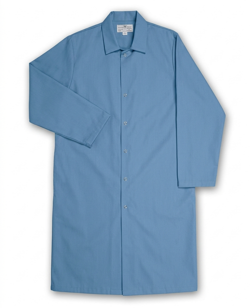 Wedgewood Blue Butcher Frock, No Pocket, Gripper