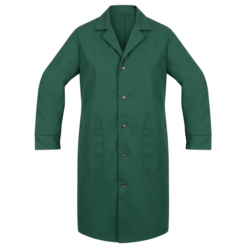 Forest Green Poplin Lab Coat, 2 Pocket, 6 Gripper