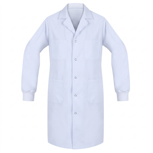 White Lab Coat, 4 Pocket, Gripper, Knit Cuffs