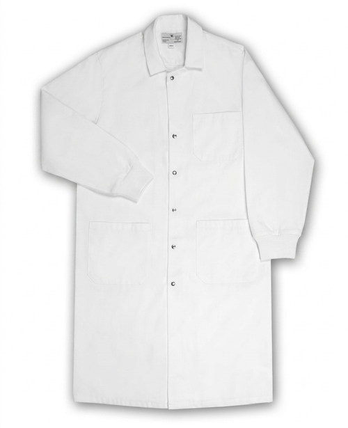 White Twill Butcher Frock, 3 Pocket, Snap Front