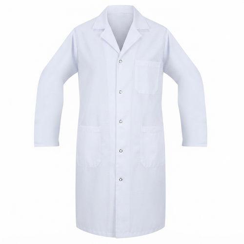 White Lab Coat, 3 Pocket, Gripper