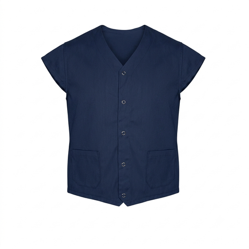 Navy Blue Short Sleeve Counter Coat, 2 Pocket