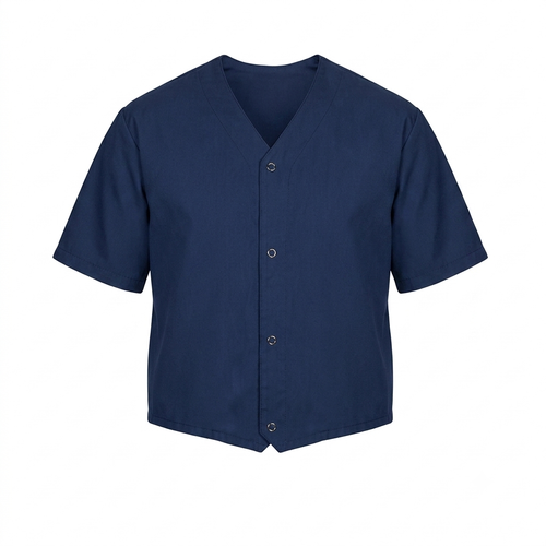 Navy Blue Short Sleeve Lapel Coat, No Pocket