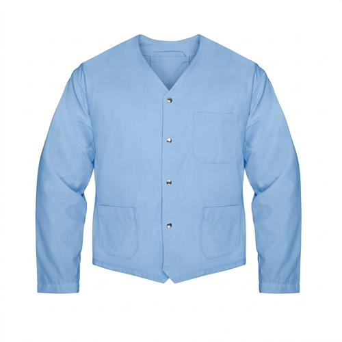 Light Blue Poplin Lapel Coat, 3 Pocket