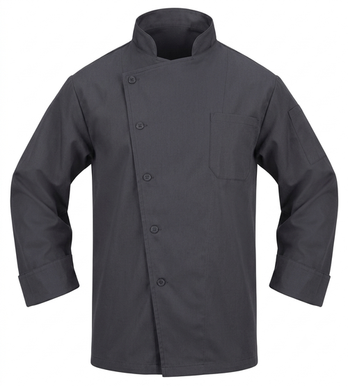 Charcoal Angled-Button Chef Coat, 5.0 oz