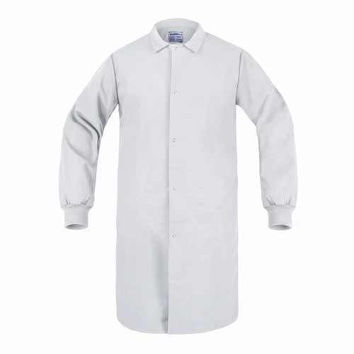 Poplin Lab Coat, No Pocket, Gripper & Knit Cuff