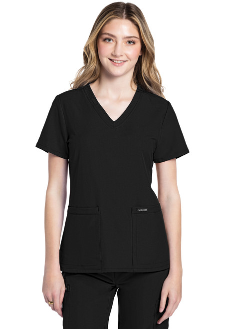 Cherokee Workwear Originals Ultra Women's V-Neck Scrub Top and Cargo Scrub Pants - Black
