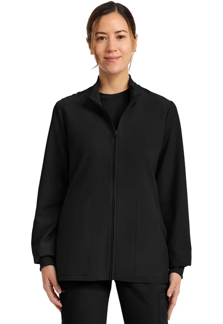 Cherokee Workwear Originals Ultra Women's Zip Up Scrub Jacket - Black