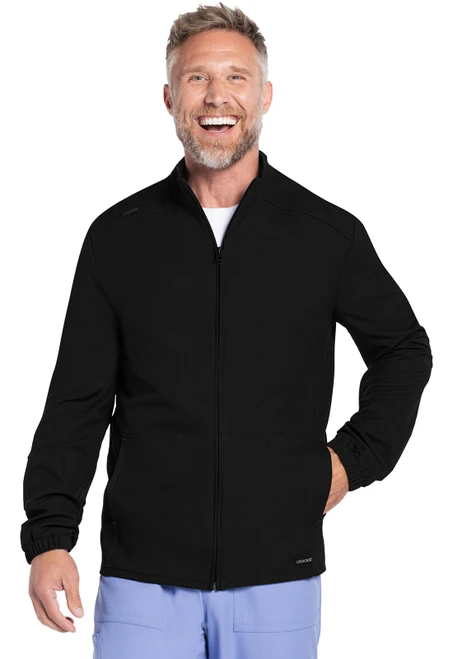 Cherokee Workwear Originals Ultra Men's Zip Front Scrub Jacket - Black