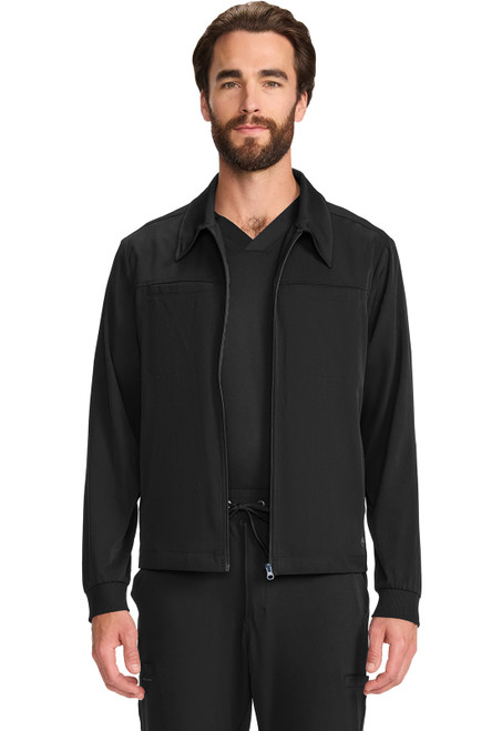 Healing Hands Works Men's Zip Front Scrub Jacket - Black