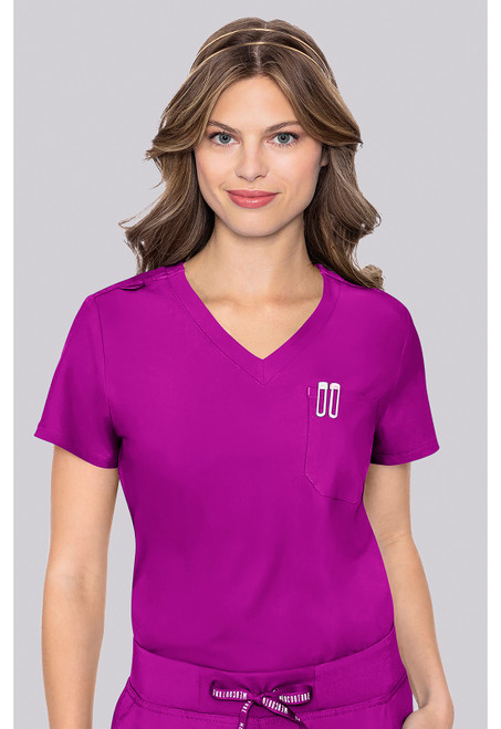 Med Couture Insight Women's One Pocket Tuck-In Scrub Top - Back to the Fuschia
