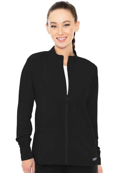 Med Couture Insight Women's Zip Front Warm-Up Scrub Jacket - Black