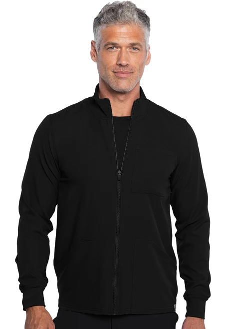 Med Couture Rothwear Insight Men's Zip Front Scrub Jacket - Black