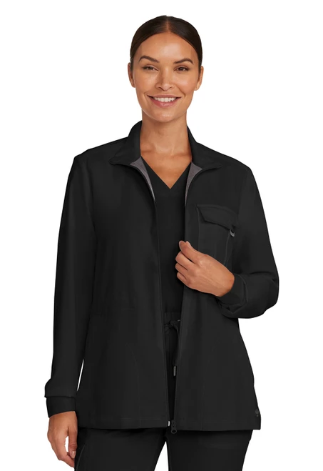 Healing Hands Quest Women's Zip Front Utility Scrub Jacket - Black