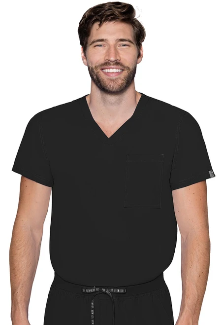 Med Couture Rothwear Insight Men's One Pocket Tuck-In Scrub Top - Black
