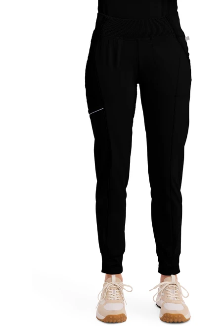 Cherokee Infinity Women's Petite and Tall Mid Rise Jogger Scrub Pants - Petite - 26 Inch Inseam - Black