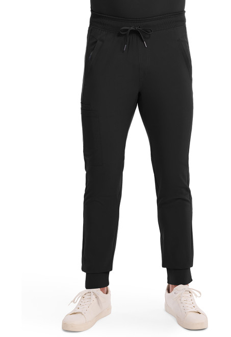 Cherokee Infinity Men's Short and Tall Mid Rise Jogger Scrub Pants - Short - 28 1/2 Inch Inseam - Black