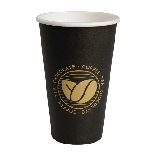16 Oz Black Coffee Design Hot Paper Cups