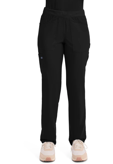Dickies Balance Women's Petite and Tall Tapered Leg Pull-On Scrub Pants - Petite - 27 1/2 Inch Inseam - Black
