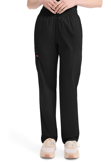 Dickies EDS Signature Women's Petite and Tall Scrub Pants - Petite Tapered Leg Pull-On - 28 Inch Inseam - Black