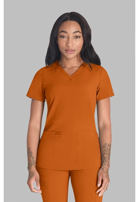 Dickies EDS Essentials Women's Scrub Tops and Scrub Pants - V-Neck Scrub Tops - Apricot Orange