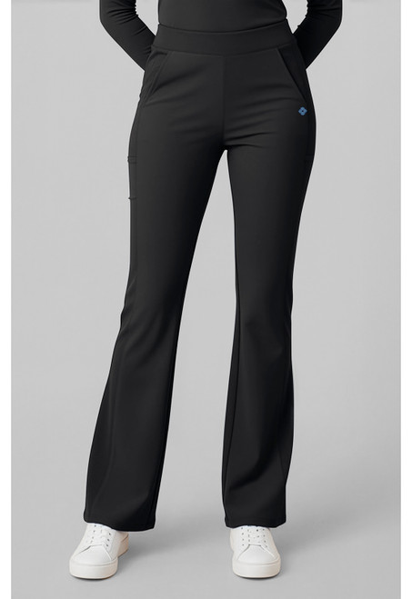 Med Couture Insight Women's High Rise Flare Leg Scrub Pants - Black