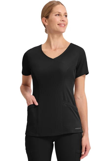 Healing Hands HH Works Women's Madison Mock Wrap Scrub Top - Black
