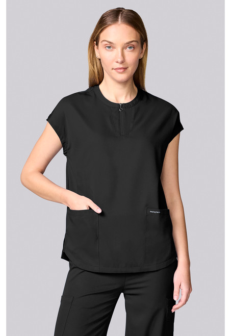 Healing Hands HH Works Women's Zip Front Dolman Scrub Top - Black