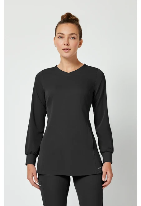Healing Hands HH Works Women's Fatima Long Sleeve Tunic Scrub Top - Black