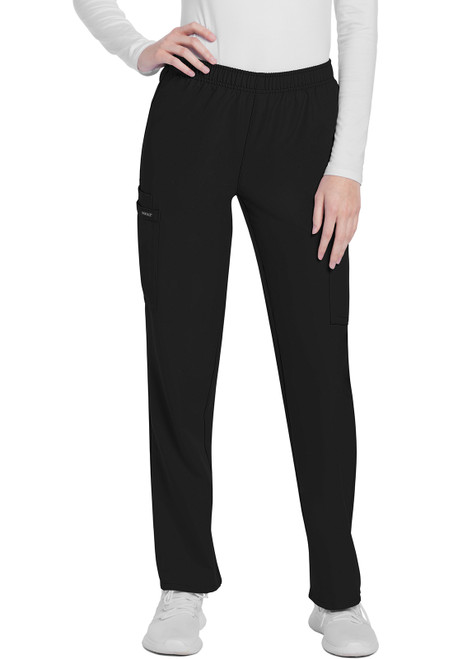 Cherokee Workwear Originals Ultra Women's Pull-On Slim Leg Cargo Scrub Pants - Black