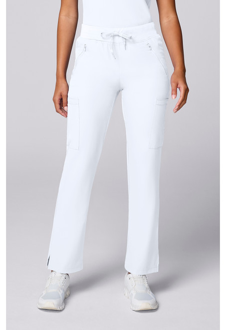 Med Couture Insight Recycled White Zipper Scrub Pants - Regular - 30 1/2 Inch Inseam - White