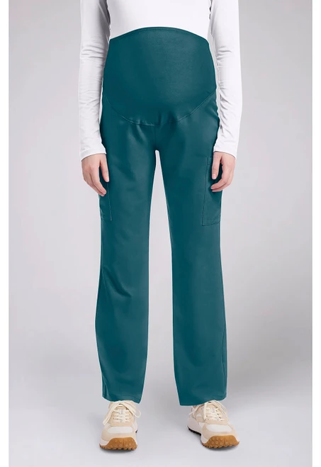Cherokee Workwear Originals Ultra Maternity Petite and Tall Straight Leg Scrub Pants - Petite - 27 1/2 Inch Inseam - Caribbean Blue