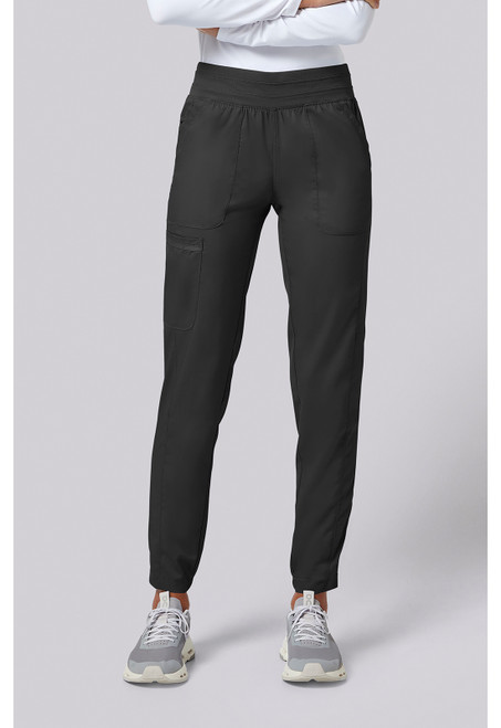 Cherokee Workwear Revolution Women's Natural Rise Jogger Scrub Pants - Black